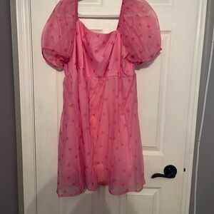 SHEIN Pink Heart Pattern Casual Dress